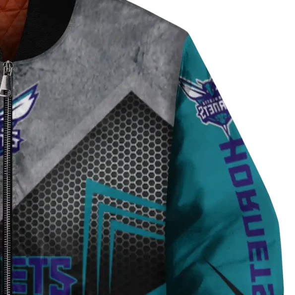 charlotte hornets arrow layer teal black bomber jacket premium grade