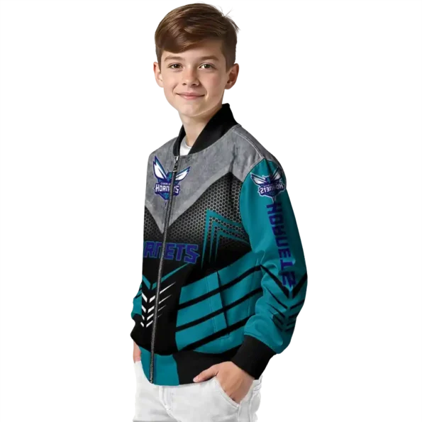 charlotte hornets arrow layer teal black bomber jacket trendy