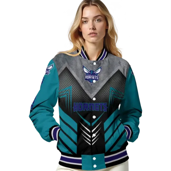 charlotte hornets arrow layer teal black varsity jacket latest model.webp