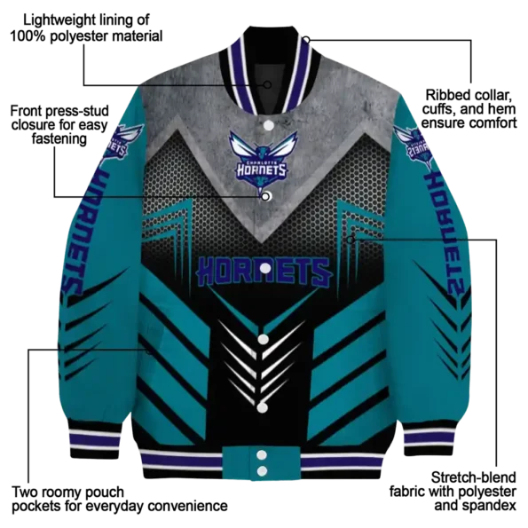 charlotte hornets arrow layer teal black varsity jacket new arrival.webp