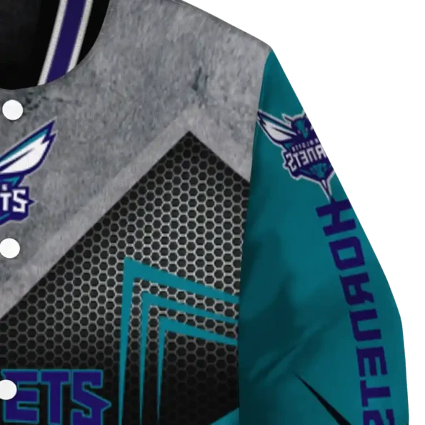 charlotte hornets arrow layer teal black varsity jacket premium grade.webp