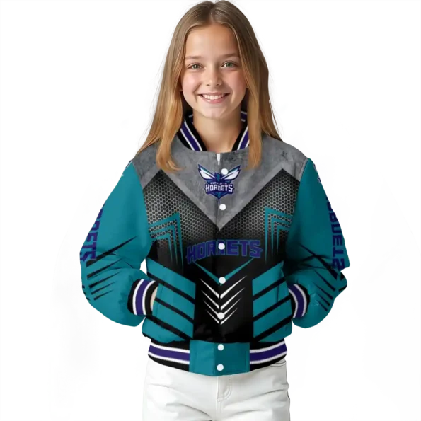 charlotte hornets arrow layer teal black varsity jacket top rated.webp