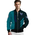 charlotte hornets triple side stripes teal black bomber jacket best selling