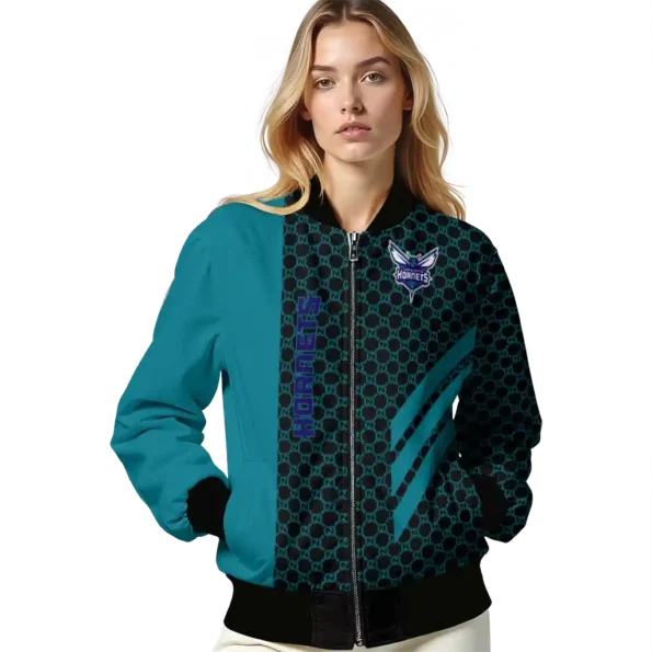 charlotte hornets triple side stripes teal black bomber jacket latest model
