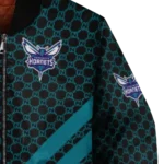 charlotte hornets triple side stripes teal black bomber jacket best selling