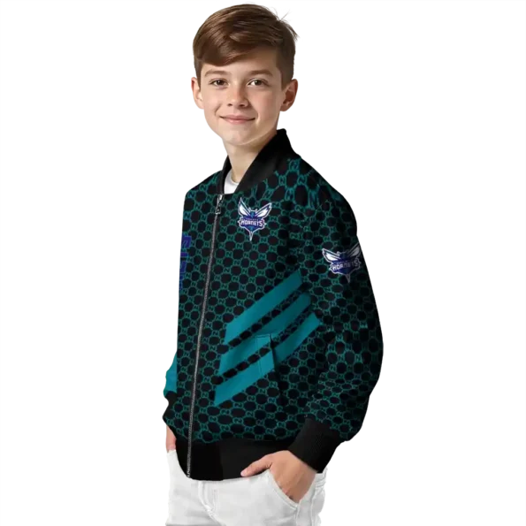 charlotte hornets triple side stripes teal black bomber jacket trendy