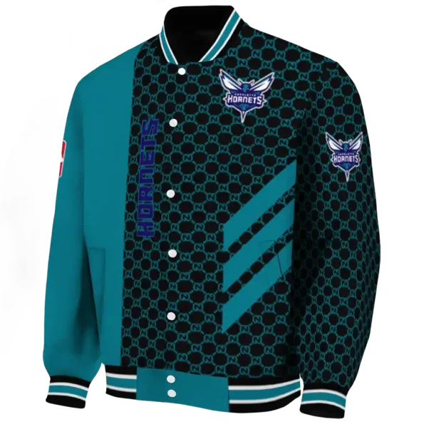 charlotte hornets triple side stripes teal black varsity jacket best selling.webp