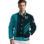 charlotte hornets triple side stripes teal black varsity jacket best selling.webp