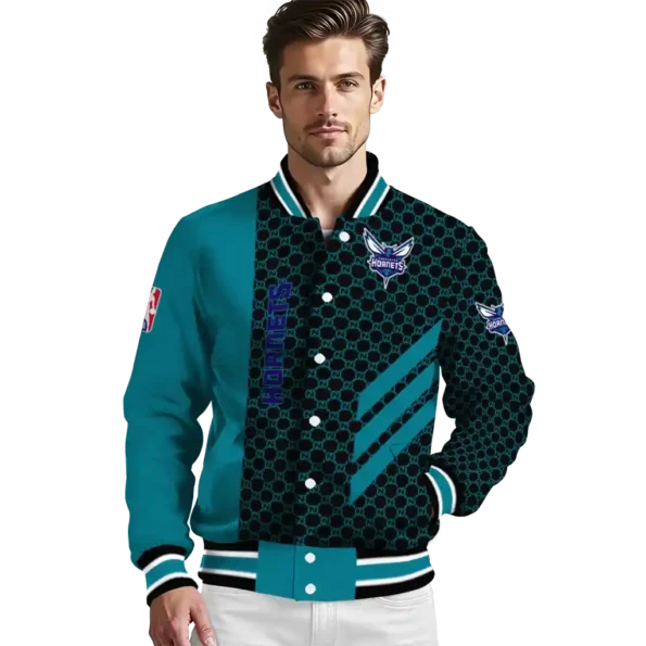 charlotte hornets triple side stripes teal black varsity jacket high quality.webp