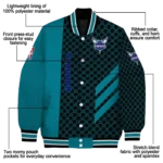 charlotte hornets triple side stripes teal black varsity jacket best selling.webp