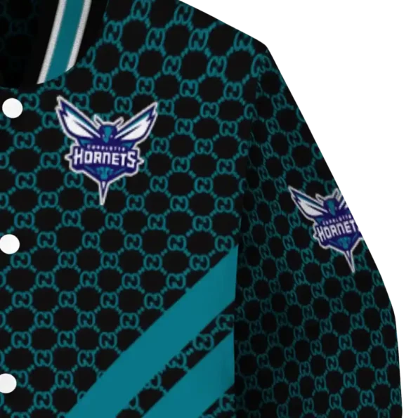 charlotte hornets triple side stripes teal black varsity jacket premium grade.webp