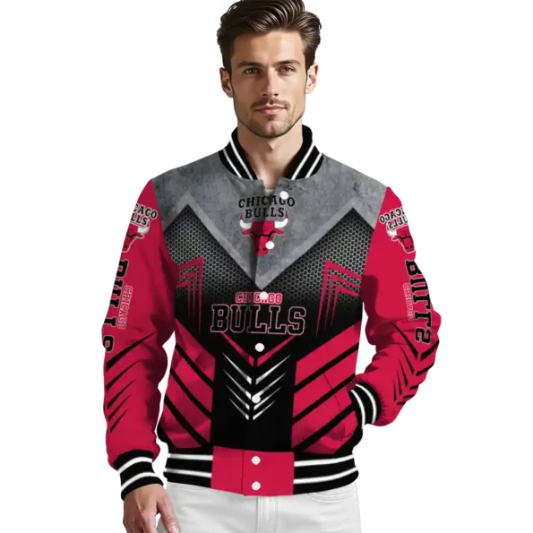 chicago bulls arrow layer red black varsity jacket high quality.webp