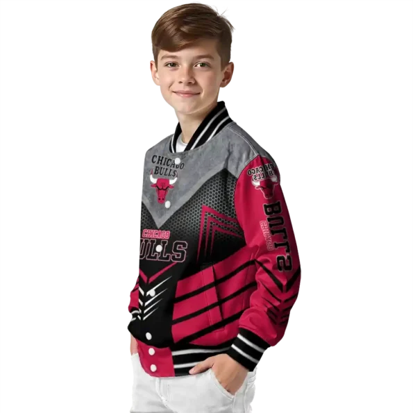 chicago bulls arrow layer red black varsity jacket trendy.webp