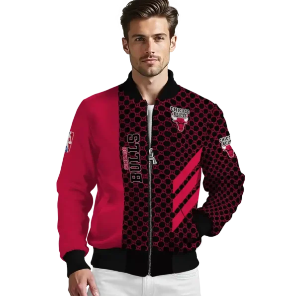chicago bulls triple side stripes red black bomber jacket high quality