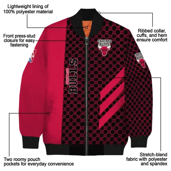 chicago bulls triple side stripes red black bomber jacket new arrival