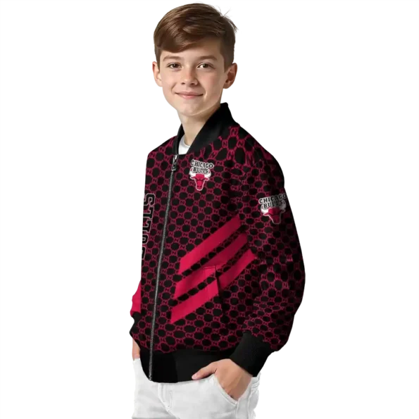 chicago bulls triple side stripes red black bomber jacket trendy