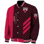 chicago bulls triple side stripes red black varsity jacket best selling.webp