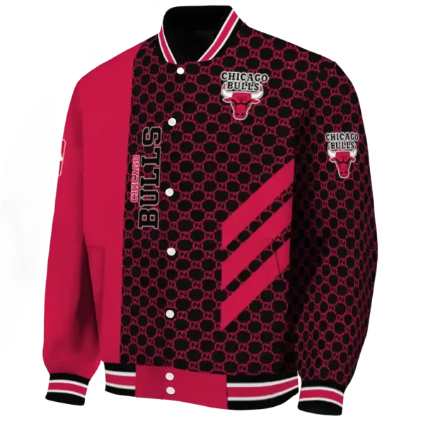 chicago bulls triple side stripes red black varsity jacket best selling.webp