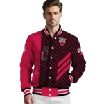 chicago bulls triple side stripes red black varsity jacket best selling.webp