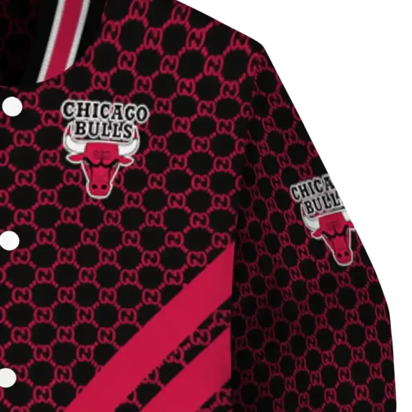chicago bulls triple side stripes red black varsity jacket premium grade.webp