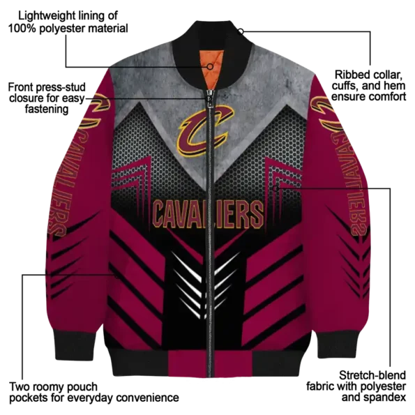 cleveland cavaliers arrow layer wine black bomber jacket new arrival