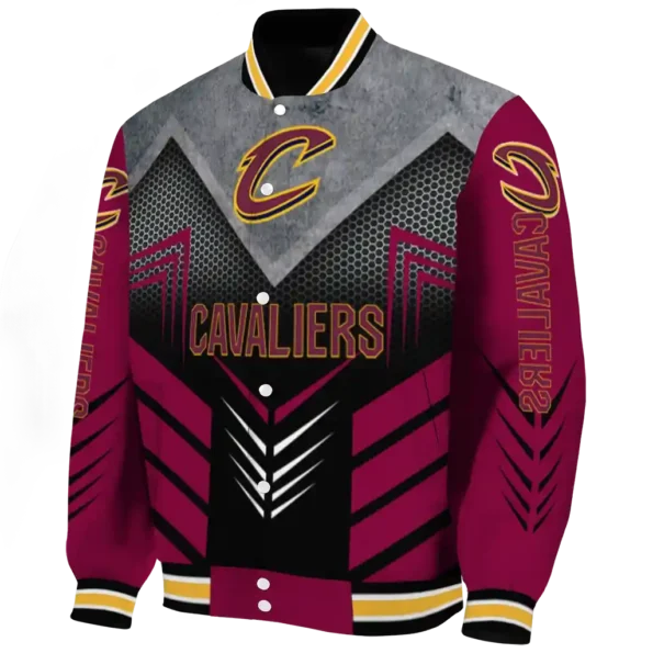 cleveland cavaliers arrow layer wine black varsity jacket best selling.webp