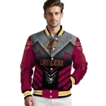 cleveland cavaliers arrow layer wine black varsity jacket best selling.webp