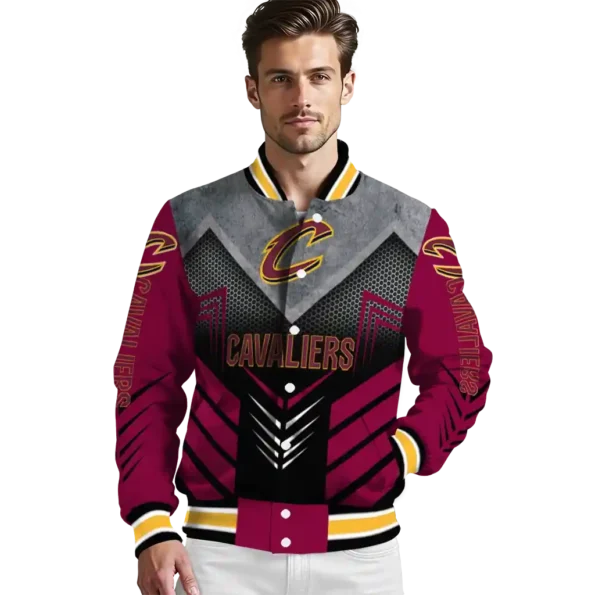 cleveland cavaliers arrow layer wine black varsity jacket high quality.webp