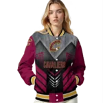 cleveland cavaliers arrow layer wine black varsity jacket best selling.webp