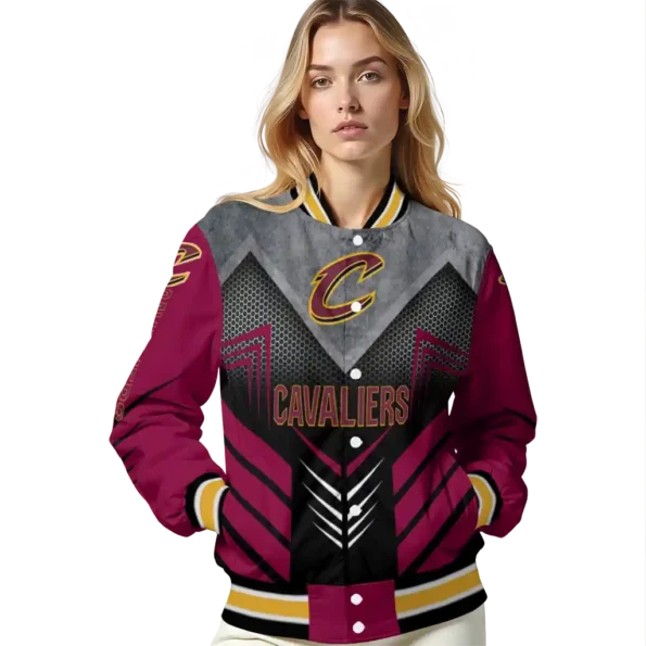 cleveland cavaliers arrow layer wine black varsity jacket latest model.webp