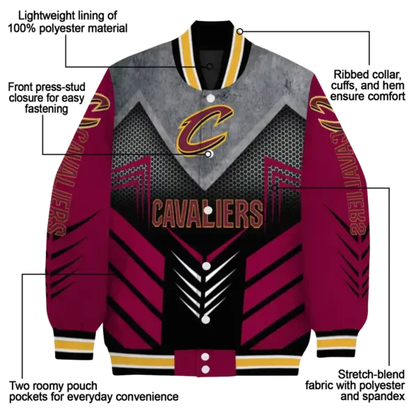 cleveland cavaliers arrow layer wine black varsity jacket new arrival.webp