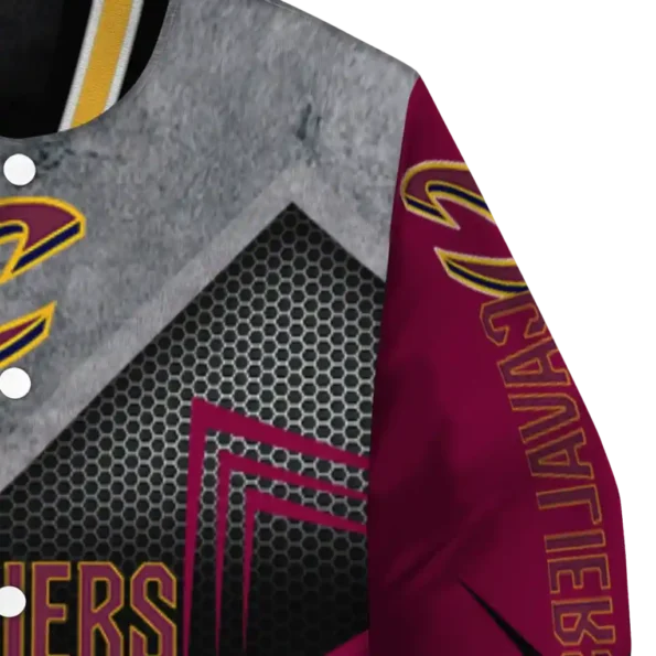 cleveland cavaliers arrow layer wine black varsity jacket premium grade.webp