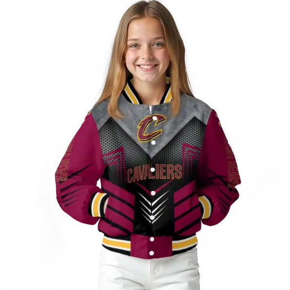 cleveland cavaliers arrow layer wine black varsity jacket top rated.webp