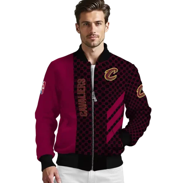 cleveland cavaliers triple side stripes wine black bomber jacket high quality