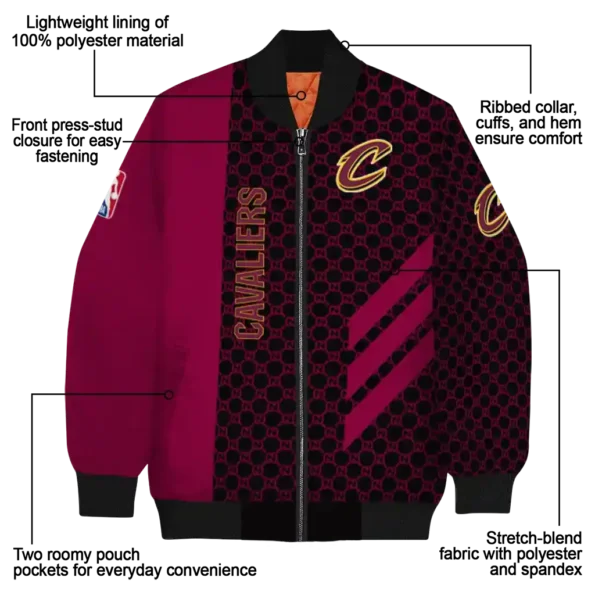 cleveland cavaliers triple side stripes wine black bomber jacket new arrival
