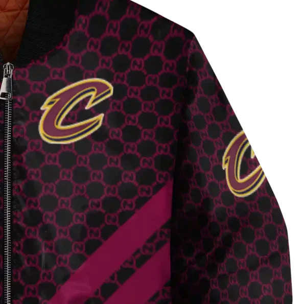 cleveland cavaliers triple side stripes wine black bomber jacket premium grade