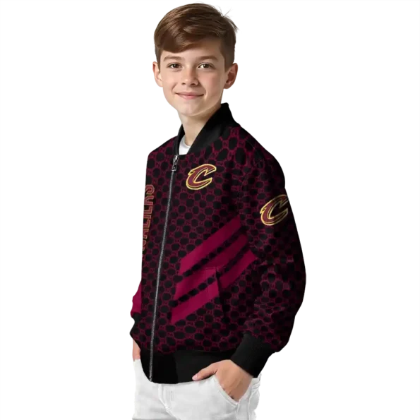 cleveland cavaliers triple side stripes wine black bomber jacket trendy
