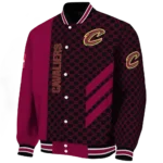 cleveland cavaliers triple side stripes wine black varsity jacket best selling.webp