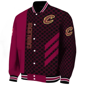 cleveland cavaliers triple side stripes wine black varsity jacket best selling.webp