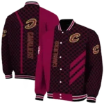 cleveland cavaliers triple side stripes wine black varsity jacket best selling.webp