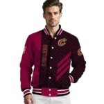 cleveland cavaliers triple side stripes wine black varsity jacket best selling.webp