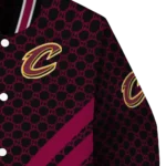 cleveland cavaliers triple side stripes wine black varsity jacket best selling.webp