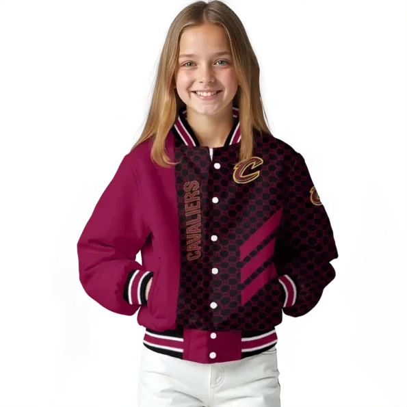cleveland cavaliers triple side stripes wine black varsity jacket top rated.webp