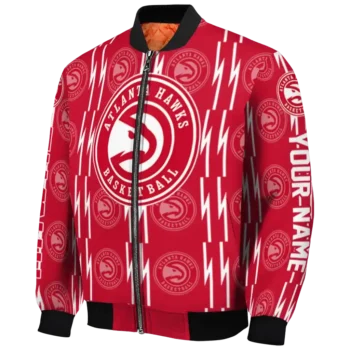 custom atlanta hawks bolt stripe red bomber jacket best selling