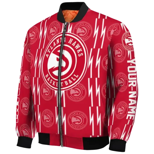 custom atlanta hawks bolt stripe red bomber jacket best selling