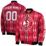custom atlanta hawks bolt stripe red bomber jacket best selling