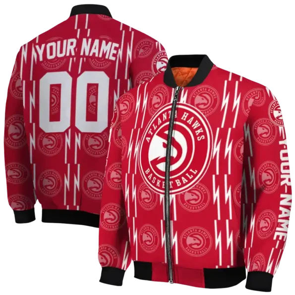 custom atlanta hawks bolt stripe red bomber jacket fashion forward