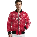custom atlanta hawks bolt stripe red bomber jacket best selling