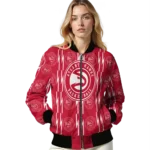 custom atlanta hawks bolt stripe red bomber jacket best selling