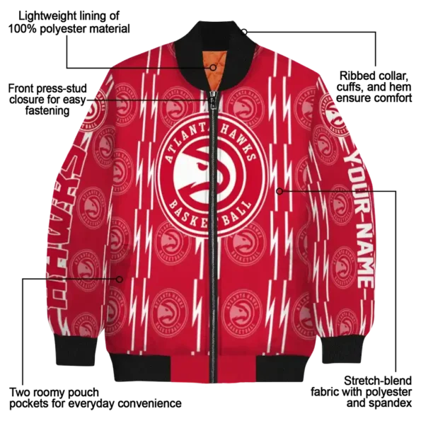 custom atlanta hawks bolt stripe red bomber jacket new arrival